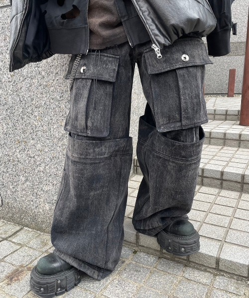 【BLR BLUER】ビーエルアール ブラー/ワイド カーゴパンツ/韓国 BLR BLUER（ビーエルアールブラー）の「韓国ブランド BLR BLUER