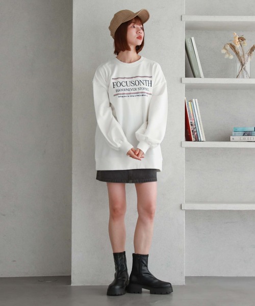 archives（アルシーヴ）の「刺繍ロゴルーズスウェット（スウェット・レディース・ブラック/オフホワイト/グレー・MEDIUM）」の7枚目の写真