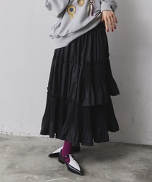アシンメトリープリーツティアードスカート