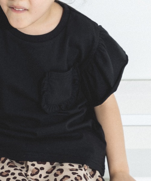 pairmanon（ペアマノン）の「ビッグフリル 胸ポケットTシャツ（Tシャツ/カットソー・キッズ・ブラック系その他/ライトピンク/ブルー/ピンク・90/100/110/120/130/140/150）」の7枚目の写真