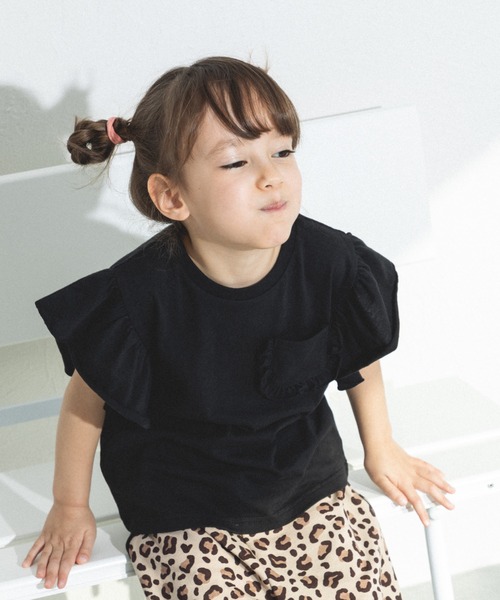 pairmanon（ペアマノン）の「ビッグフリル 胸ポケットTシャツ（Tシャツ/カットソー・キッズ・ブラック系その他/ライトピンク/ブルー/ピンク・90/100/110/120/130/140/150）」の9枚目の写真