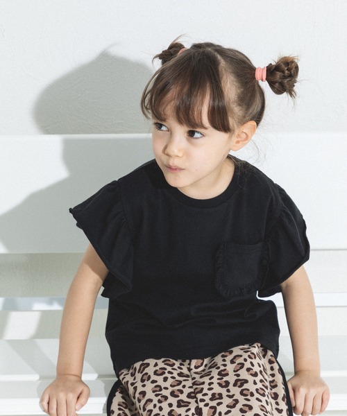 pairmanon（ペアマノン）の「ビッグフリル 胸ポケットTシャツ（Tシャツ/カットソー・キッズ・ブラック系その他/ライトピンク/ブルー/ピンク・90/100/110/120/130/140/150）」の10枚目の写真