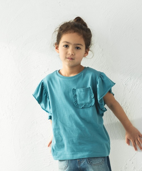 pairmanon（ペアマノン）の「ビッグフリル 胸ポケットTシャツ（Tシャツ/カットソー・キッズ・ブラック系その他/ライトピンク/ブルー/ピンク・90/100/110/120/130/140/150）」の12枚目の写真