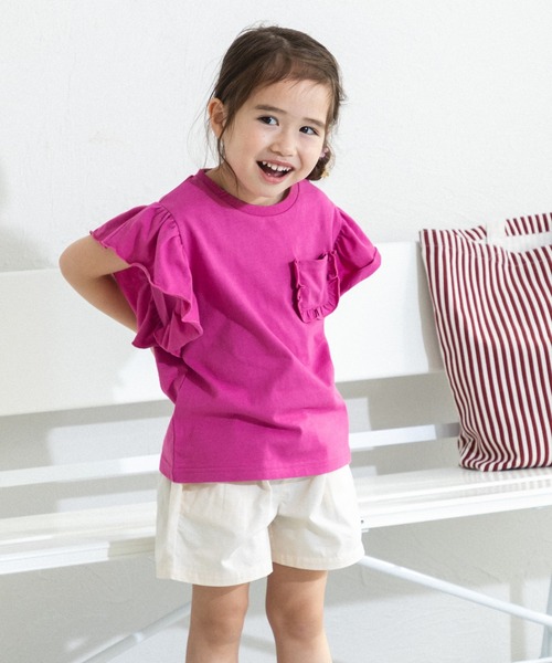 pairmanon（ペアマノン）の「ビッグフリル 胸ポケットTシャツ（Tシャツ/カットソー・キッズ・ブラック系その他/ライトピンク/ブルー/ピンク・90/100/110/120/130/140/150）」の14枚目の写真