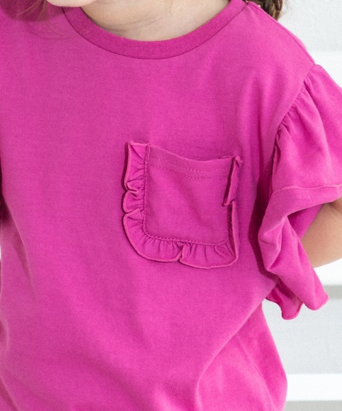 pairmanon（ペアマノン）の「ビッグフリル 胸ポケットTシャツ（Tシャツ/カットソー・キッズ・ブラック系その他/ライトピンク/ブルー/ピンク・90/100/110/120/130/140/150）」の16枚目の写真