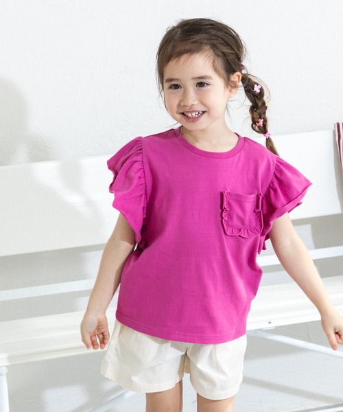 pairmanon（ペアマノン）の「ビッグフリル 胸ポケットTシャツ（Tシャツ/カットソー・キッズ・ブラック系その他/ライトピンク/ブルー/ピンク・90/100/110/120/130/140/150）」の18枚目の写真