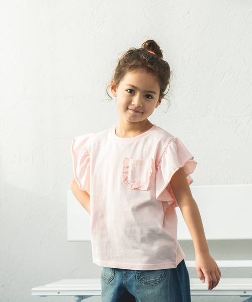 pairmanon（ペアマノン）の「ビッグフリル 胸ポケットTシャツ（Tシャツ/カットソー・キッズ・ブラック系その他/ライトピンク/ブルー/ピンク・90/100/110/120/130/140/150）」の19枚目の写真