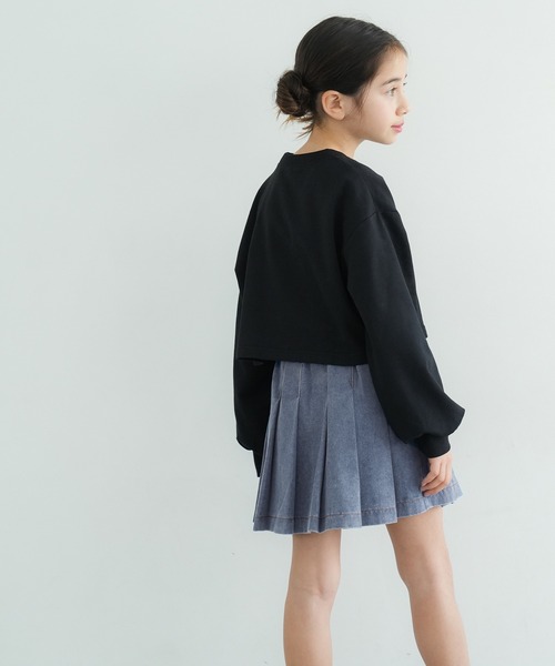 セール】キッズ デニムプリーツミニスカート（デニムスカート）｜coca