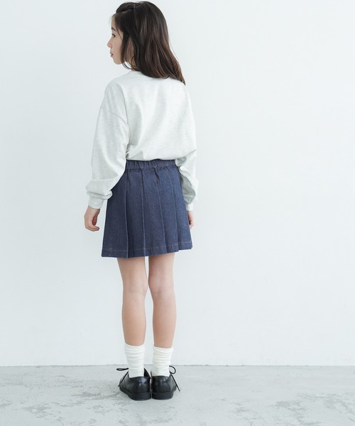 セール】キッズ デニムプリーツミニスカート（デニムスカート