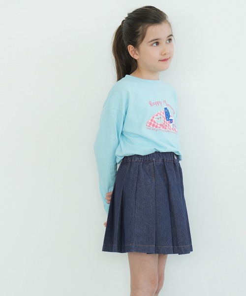 セール】キッズ デニムプリーツミニスカート（デニムスカート）｜coca