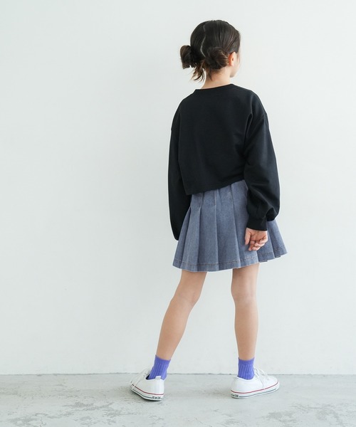 セール】キッズ デニムプリーツミニスカート（デニムスカート）｜coca