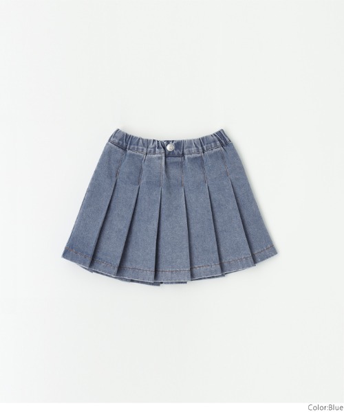 セール】キッズ デニムプリーツミニスカート（デニムスカート）｜coca