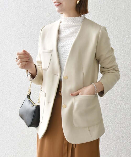 セール】SHIPS any:〈洗濯機可能〉ダブルジャージー Vネック ノー