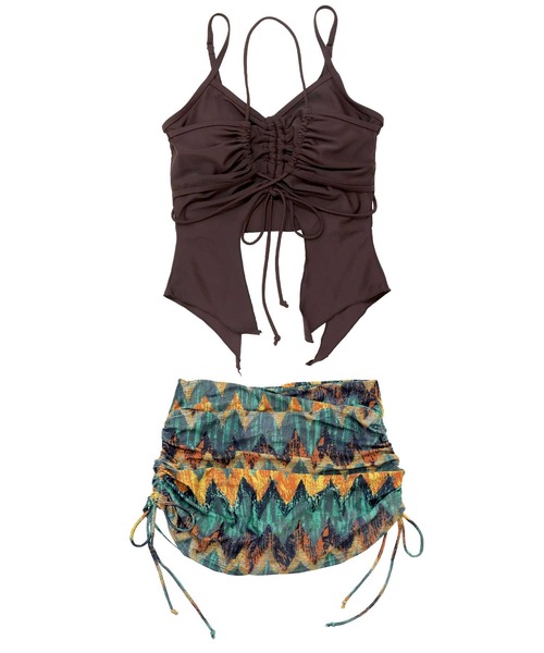 GLOWNY ビギニ水着　セットアップ ドローストリング キャミ ビキニ 水着 セットアップ レディース