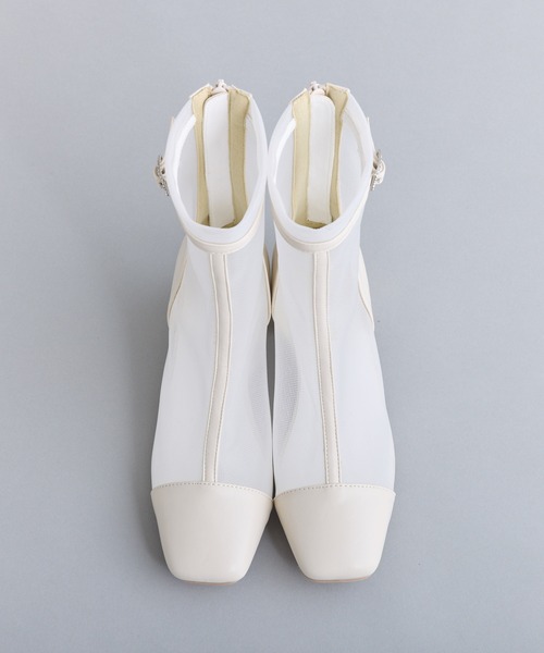 one after another NICE CLAUP(ワンアフターアナザーナイスクラップ)の「シアーショートブーツ(ブーツ・レディース・ブラック/アイボリー/オフホワイト・S/M/L)」の17枚目の写真