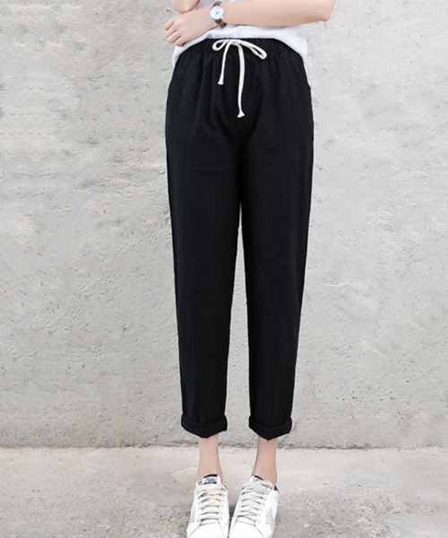 Miniministore(ミニミニストア)の「綿麻パンツ ストレートパンツ レディース(チノパンツ・レディース・ブルー/テラコッタ/グリーン/ライトグレー/ホワイト/ネイビー/ベージュ/ライム/ブラック・FREE)」の11枚目の写真