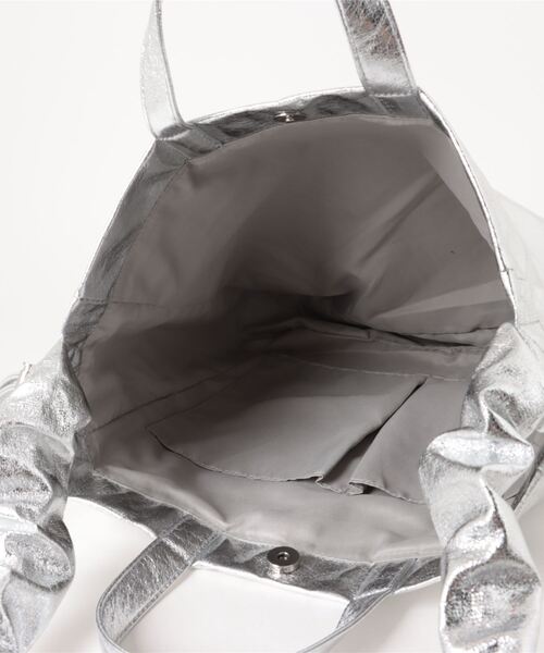 LOWRYS FARM（ローリーズファーム）の「シャーリング2WAYBAG 100159（トートバッグ・レディース・グレー/ブラック/アイボリー・FREE）」の6枚目の写真