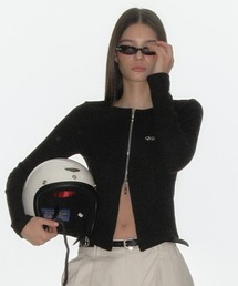 CRANK（クランク）の「A'GEM/9 × .kom 『CRANK/クランク』 RIBBED ZIPPER CARDIGAN/リベットジップカーデ（カーディガン/ボレロ・レディース）」