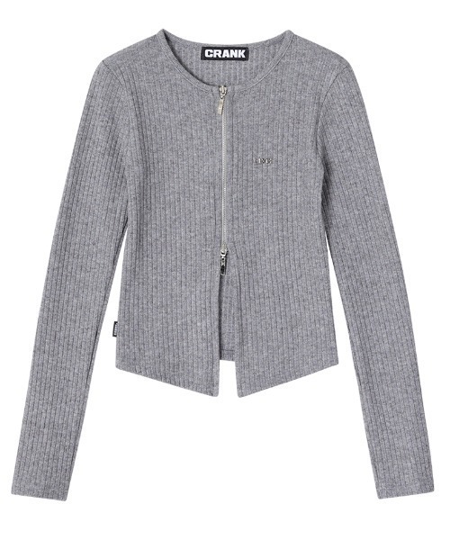CRANK(クランク)の「A'GEM/9 × .kom 『CRANK/クランク』 RIBBED ZIPPER CARDIGAN/リベットジップカーデ(カーディガン/ボレロ・レディース・ブラック/グレー・FREE)」の12枚目の写真