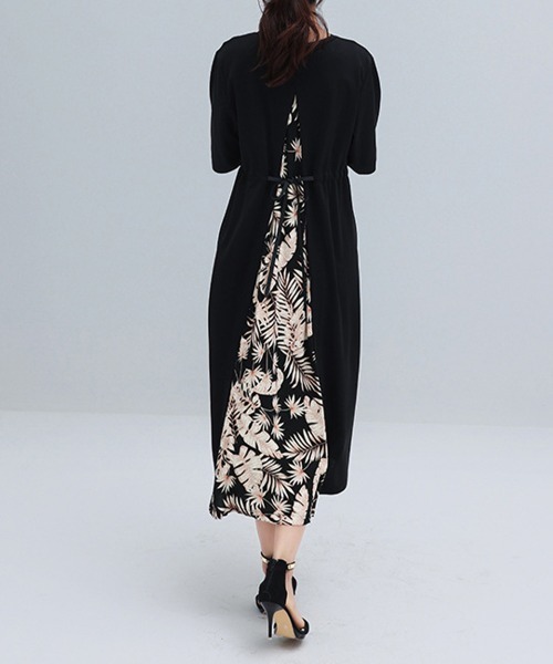 Miniministore(ミニミニストア)の「バック切り替え ロングワンピース 上品(ワンピース・レディース・ブラック/カーキ/ホワイト系2/ピンク/ホワイト系1/ベージュ・FREE)」の1枚目の写真