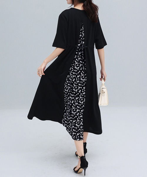 Miniministore(ミニミニストア)の「バック切り替え ロングワンピース 上品(ワンピース・レディース・ブラック/カーキ/ホワイト系2/ピンク/ホワイト系1/ベージュ・FREE)」の4枚目の写真