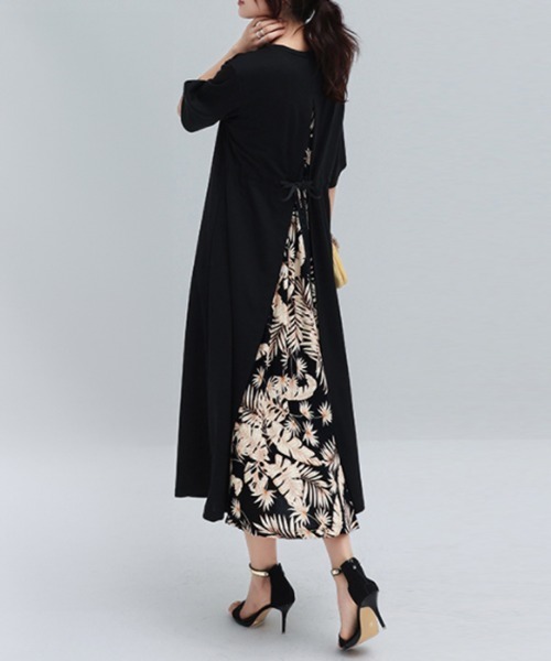 Miniministore(ミニミニストア)の「バック切り替え ロングワンピース 上品(ワンピース・レディース・ブラック/カーキ/ホワイト系2/ピンク/ホワイト系1/ベージュ・FREE)」の8枚目の写真