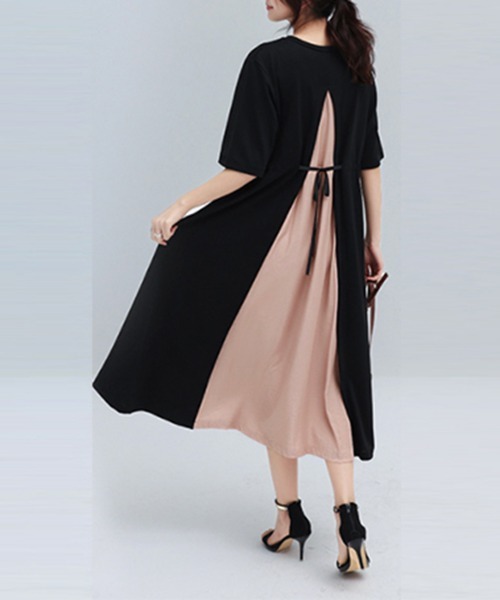 Miniministore(ミニミニストア)の「バック切り替え ロングワンピース 上品(ワンピース・レディース・ブラック/カーキ/ホワイト系2/ピンク/ホワイト系1/ベージュ・FREE)」の17枚目の写真