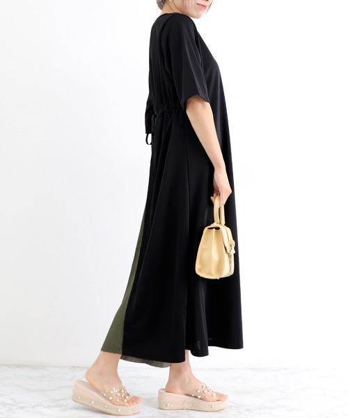 Miniministore(ミニミニストア)の「バック切り替え ロングワンピース 上品(ワンピース・レディース・ブラック/カーキ/ホワイト系2/ピンク/ホワイト系1/ベージュ・FREE)」の19枚目の写真