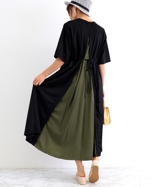 Miniministore(ミニミニストア)の「バック切り替え ロングワンピース 上品(ワンピース・レディース・ブラック/カーキ/ホワイト系2/ピンク/ホワイト系1/ベージュ・FREE)」の20枚目の写真
