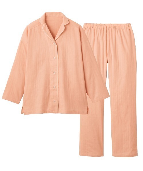 kaimin navi（カイミンナビ）の「kaimin navi/快眠ナビ パジャマ 長袖長パンツ Ｗガーゼ（ルームウェア/パジャマ・レディース・ピンク/オレンジ系その他・MEDIUM/LARGE/X-LARGE）」の2枚目の写真