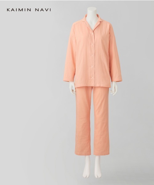 kaimin navi（カイミンナビ）の「kaimin navi/快眠ナビ パジャマ 長袖長パンツ Ｗガーゼ（ルームウェア/パジャマ・レディース・ピンク/オレンジ系その他・MEDIUM/LARGE/X-LARGE）」の3枚目の写真