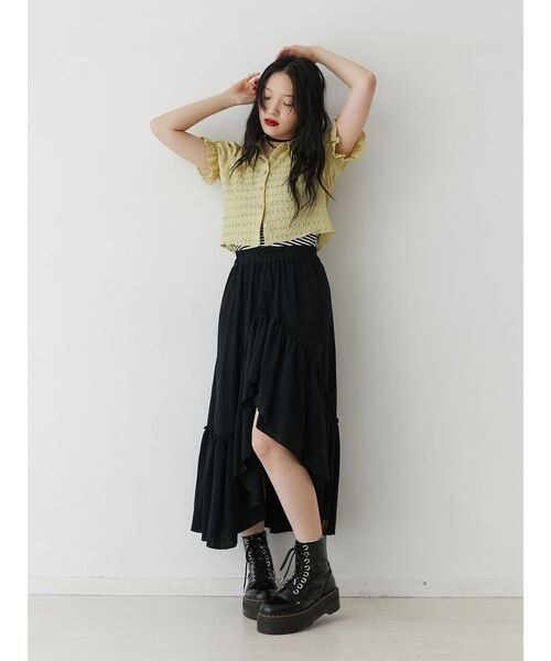 jouetie（ジュエティ）の「エアリーフリルアシメスカート【セットアップ対応】（スカート・レディース・オフホワイト/イエロー/ブラック・MEDIUM）」の15枚目の写真
