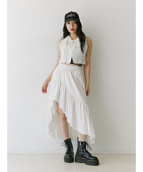 jouetie（ジュエティ）の「エアリーフリルアシメスカート【セットアップ対応】（スカート・レディース・オフホワイト/イエロー/ブラック・MEDIUM）」の16枚目の写真