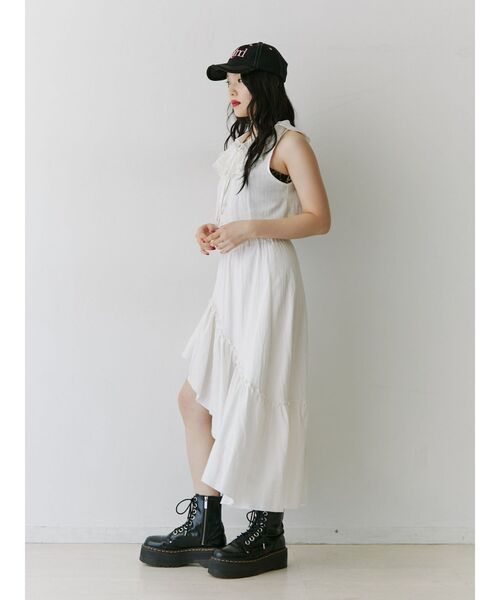 jouetie（ジュエティ）の「エアリーフリルアシメスカート【セットアップ対応】（スカート・レディース・オフホワイト/イエロー/ブラック・MEDIUM）」の5枚目の写真