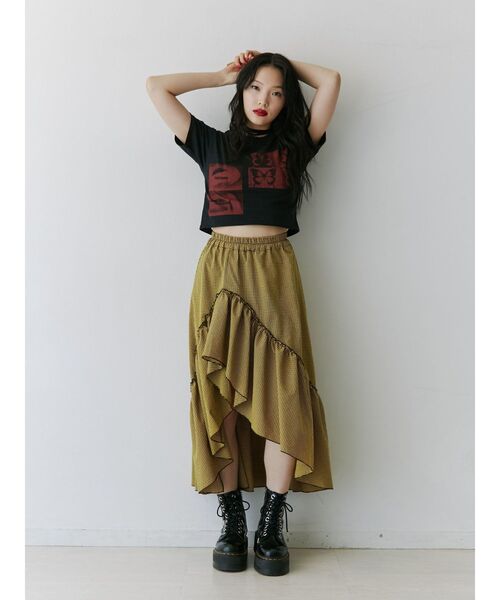 jouetie（ジュエティ）の「エアリーフリルアシメスカート【セットアップ対応】（スカート・レディース・オフホワイト/イエロー/ブラック・MEDIUM）」の10枚目の写真