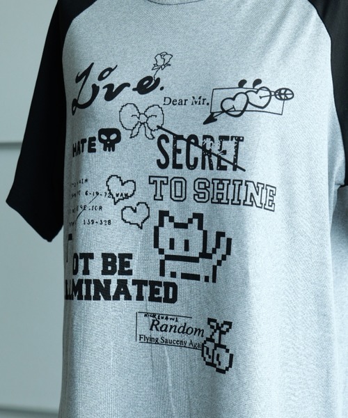 DEVICE(デバイス)の「猫 キャット 韓国 古着風 Y2K ストリート ロゴ グラフィック ルーズ ラグラン 半袖 Tシャツ(Tシャツ/カットソー・レディース・ミックスグレー/ブラック系その他/ブラック系その他2/ブラック系その他3/ブラック系その他4・FREE)」の7枚目の写真