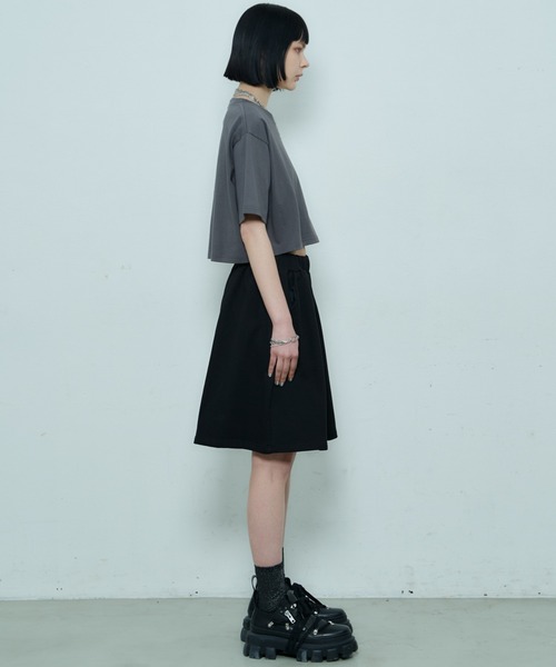 AIVER(アイバー)の「AIVER 16/-ウォッシュ天竺クロップドS/S TEE(Tシャツ/カットソー・レディース・ブラック/チャコールグレー/アッシュグレー/ホワイト・SMALL/MEDIUM/LARGE)」の5枚目の写真