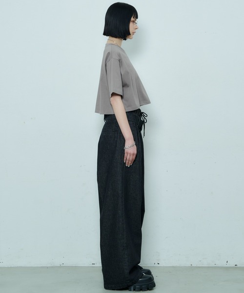 AIVER(アイバー)の「AIVER 16/-ウォッシュ天竺クロップドS/S TEE(Tシャツ/カットソー・レディース・ブラック/チャコールグレー/アッシュグレー/ホワイト・SMALL/MEDIUM/LARGE)」の12枚目の写真