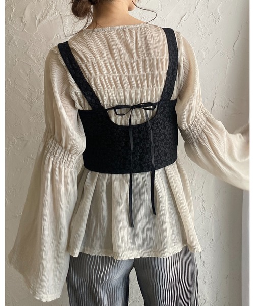 She's Closet(シーズクローゼット)の「ダブルジップアップショート丈ふくれジャガードビスチェベスト(ベスト・レディース・ベージュ/ブラック/ホワイト系その他/ブラック系その他/アイボリー/グレー・FREE)」の14枚目の写真