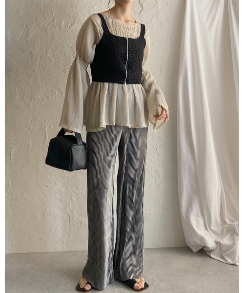 She's Closet(シーズクローゼット)の「ダブルジップアップショート丈ふくれジャガードビスチェベスト(ベスト・レディース・ベージュ/ブラック/ホワイト系その他/ブラック系その他/アイボリー/グレー・FREE)」の16枚目の写真