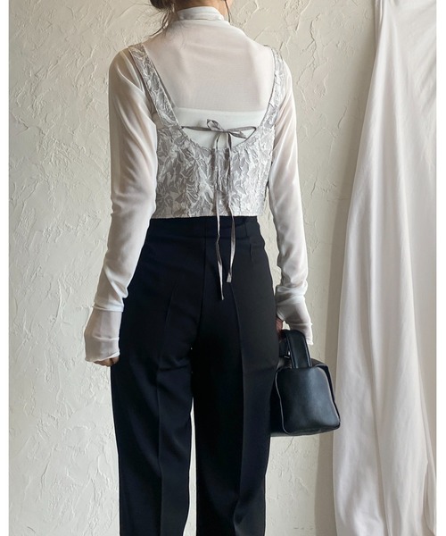 She's Closet(シーズクローゼット)の「ダブルジップアップショート丈ふくれジャガードビスチェベスト(ベスト・レディース・ベージュ/ブラック/ホワイト系その他/ブラック系その他/アイボリー/グレー・FREE)」の20枚目の写真