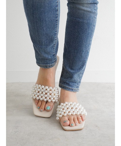 セール】パールフラットサンダル（サンダル）｜Fabby fabby（ファ  