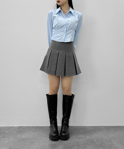 【新品未使用】REPOSE AMS クロップドシャツ セール】【LVEU.】ウエストデザインクロップドシャツ / トップス