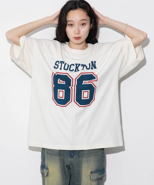 WEGO（ウィゴー）の「WEGO/フットボールBIG T（Tシャツ/カットソー・メンズ・スミクロ/ネイビー/オフホワイト/ダークグリーン/ライトグレー/レッド・MEDIUM/LARGE）」の7枚目の写真