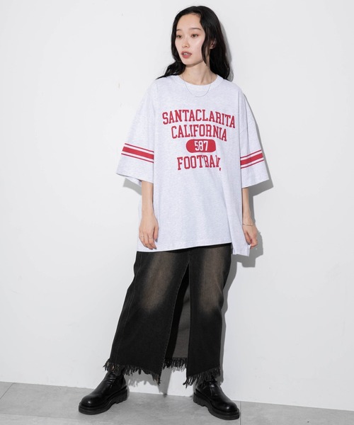 WEGO（ウィゴー）の「WEGO/フットボールBIG T（Tシャツ/カットソー・メンズ・スミクロ/ネイビー/オフホワイト/ダークグリーン/ライトグレー/レッド・MEDIUM/LARGE）」の17枚目の写真