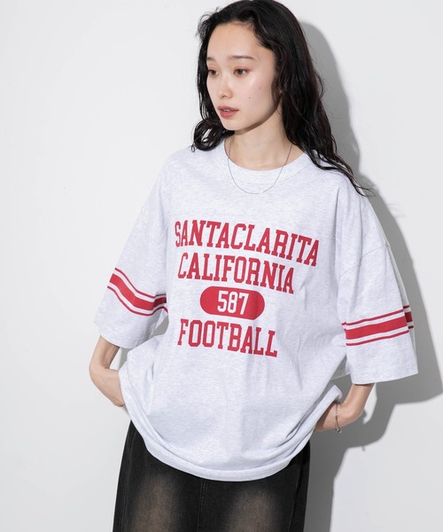 WEGO（ウィゴー）の「WEGO/フットボールBIG T（Tシャツ/カットソー・メンズ・スミクロ/ネイビー/オフホワイト/ダークグリーン/ライトグレー/レッド・MEDIUM/LARGE）」の15枚目の写真