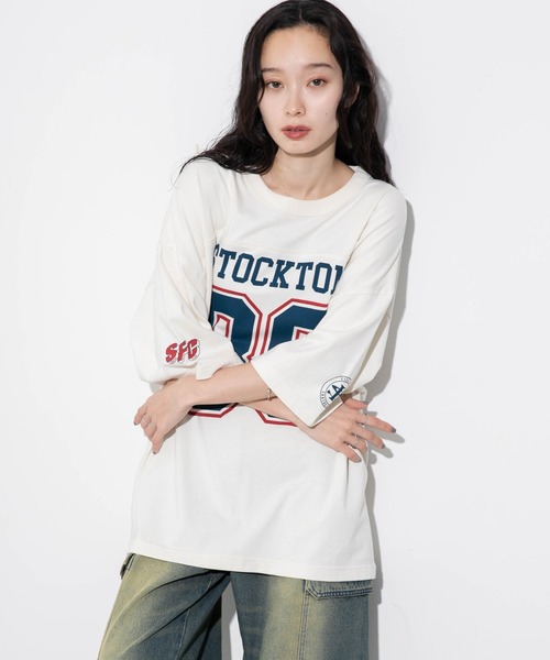 WEGO（ウィゴー）の「WEGO/フットボールBIG T（Tシャツ/カットソー・メンズ・スミクロ/ネイビー/オフホワイト/ダークグリーン/ライトグレー/レッド・MEDIUM/LARGE）」の13枚目の写真