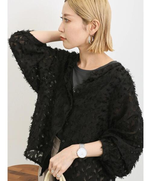 Samansa Mos2 blue（サマンサモスモスブルー）の「◎前後2wayジャカードギャザーブラウス（シャツ/ブラウス・レディース・ピンク/オフホワイト/ブラック・F）」の2枚目の写真