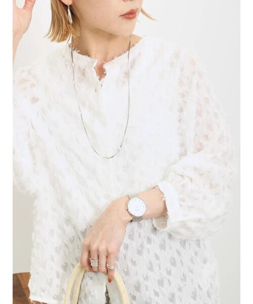 Samansa Mos2 blue（サマンサモスモスブルー）の「◎前後2wayジャカードギャザーブラウス（シャツ/ブラウス・レディース・ピンク/オフホワイト/ブラック・F）」の11枚目の写真