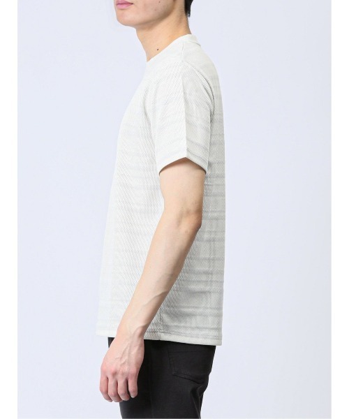 TAKA-Q（タカキュー）の「タカキュー メッシュ 裏ボーダー クルーネック半袖Tシャツ（Tシャツ/カットソー・メンズ・ライトグレー/ベージュ/ネイビー・X-LARGE/MEDIUM/LARGE）」の6枚目の写真